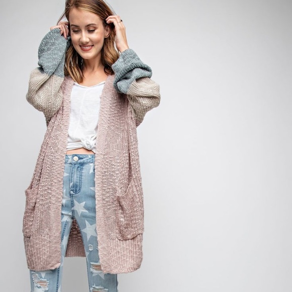 ❄️LAST2️⃣//MAUVE COLOR BLOCK CARDIGAN - Picture 4 of 9